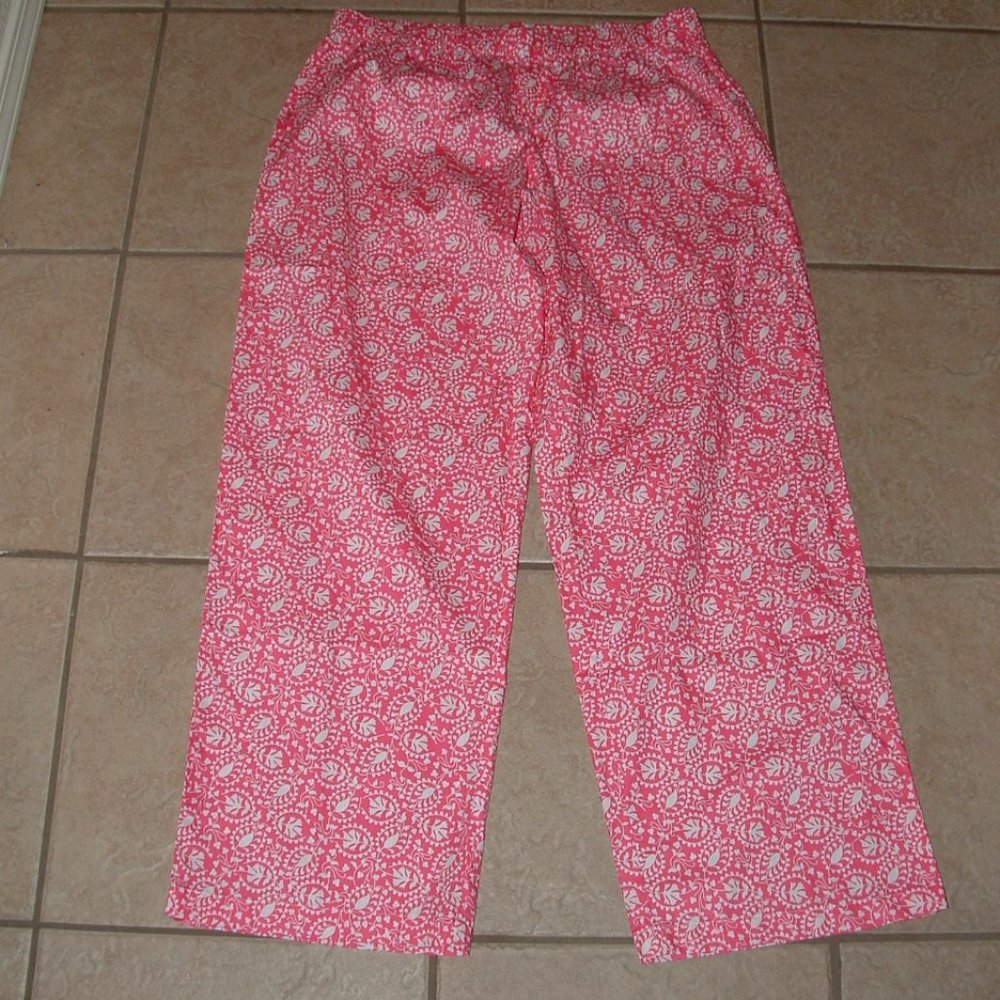 NEW Pink Floral Sz Large Elastic Waist Cotton Lounge Sleep Pants MARK ASHTON